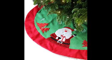 Unique Living Kerstboomrok - kerstman - rood/groen - D90 cm - polyester - kerstboomkleed