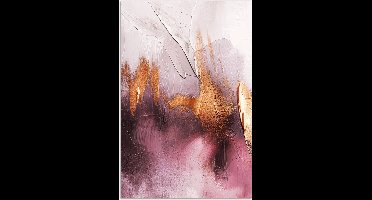 Poster 20x30 cm - Paars - Abstract - Verf - Goud - Posters - Kamer decoratie - Wanddecoratie woonkamer - Muurdecoratie slaapkamer