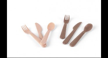 Dantoy bestekset baby BIOplastic zand mokka 6-delig duurzaam.