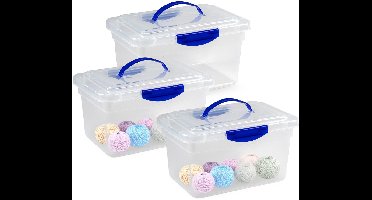 Plasticforte Opslagbox - 3x - met deksel - transparant blauw - 9 liter - 35 x 23 x 20 cm - kunststof - opbergdoos - opbergen