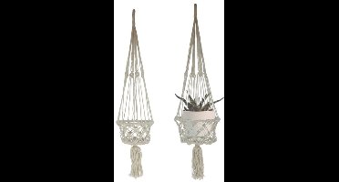 Gerimport plantenpot aan macrame touw - 2x stuks - Ibiza stijl - plantenhanger