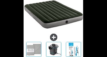 Intex Luchtbed - 2-Persoons - 152 x 203 x 25 cm - Groen - Inclusief Hoeslaken - Pomp en Reparatieset