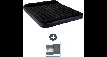 Intex Luchtbed - 2-Persoons - 183 x 203 x 25 cm - Donkerblauw - Inclusief en Hoeslaken