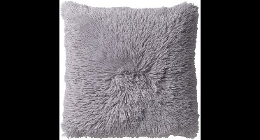 Dutch Decor FLUFFY - Sierkussen 45x45 cm - superzacht - effen kleur - Micro Chip - lichtgrijs - Inclusief binnenkussen - Luxe kussens voor woonkamer & bank