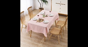 Boraboi® Tafelkleed met Linnenlook en Vlekbescherming voor Binnen en Buiten, 150 x 200 cm, Roze