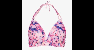 Osaga voorgevormde triangel bikinitop bloemenprint - Paars - Maat XXL