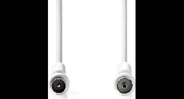 Nedis Coaxkabel - IEC (Coax) Male - IEC (Coax) Female - Vernikkeld - 120 dB - 75 Ohm - Viervoudig Afgeschermd - 5.00 m - Rond - PVC - Wit - Label