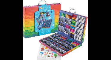 Tekendoos voor Kinderen 124pcs - Tekenset - Knutselpakketten - 15 tekenvellen - Stiften - Kleurpotloden - Waskrijt - Prachtige opbergkoffer - Joya Creative