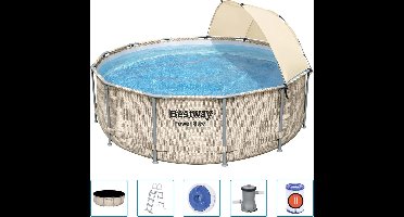 Bestway - Power - Steel - Zwembadset - met - luifel - 396x107 - cm