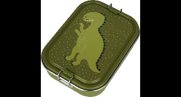Trixie Brooddoos groot - Mr. Dino - RSV Lunchbox voor kinderen - Makkelijk te openen Broodtrommel - 2 vakken - Groen