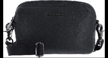 MANDARINA DUCK Leren Schoudertas Mellow Leather Crossbody Camera Bag Nero Zwart