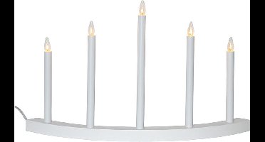 Star Trading 'Accent' houten boog, wit, 5-lamps, E10-lamp, warm wit, H 36 cm, B 60 cm