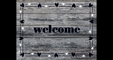 MD Entree - Deurmat - Schoonloopmat - Ambiance - Welcome Hearts Border - 50 x 70 cm