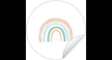 Behangsticker kinderen - Wanddecoratie kinderkamers - Regenboog - Kinderen - Pastel - Stippen - 80x80 cm - Schilderij voor kinderen - Muurdecoratie