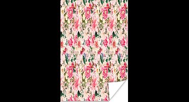 Poster Bloemen - Lelie - Roze - Vlinder - 20x30 cm