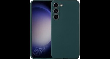 Geschikt voor Samsung Galaxy S23 hoesje siliconen suède backcover met microvezel laag – Groen