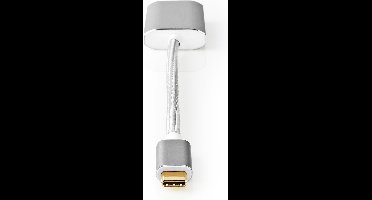 Nedis USB-C Adapter - USB 3.2 Gen 1 - USB-C Male - DisplayPort Female / USB-C Female - 4K@60Hz - Power delivery - 0.20 m - Rond - Verguld - Gevlochten / Nylon - Zilver - Cover Window Box