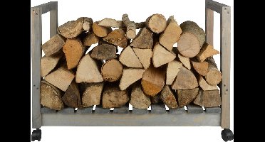Esschert Design - Houtopslag verrijdbaar - Houtopslag - Metaal - Grijs