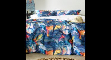 De Witte Lietaer Dekbedovertrek Whales Deep Blue - Lits Jumeaux - 240 x 220 cm - Katoen Perkal