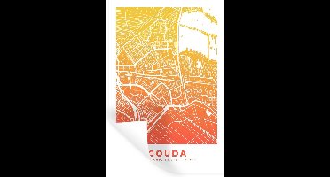 Muurstickers - Sticker Folie - Stadskaart - Gouda - Nederland - 20x30 cm - Plakfolie - Muurstickers Kinderkamer - Zelfklevend Behang - Plattegrond - Zelfklevend behangpapier - Stickerfolie