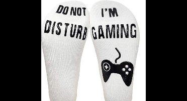 New Age Devi - Do not disturb > I'm Gaming - Sokken - ⁠One Size - Wit met zwarte letters - Do not disturb > I'm Gaming - Sokken - ⁠One Size - Wit met zwarte letters