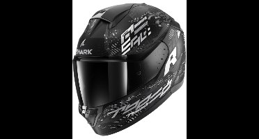 SHARK RIDILL 2 MOLOKAI Mat Black White Silver - Maat M - Integraal helm - Scooter helm - Motorhelm - Zwart - Scooterhelmen mannen en vrouwen.
