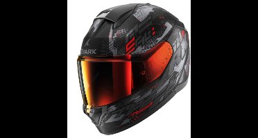 SHARK RIDILL 2 MOLOKAI Mat Black Anthracite Red - Maat L - Integraal helm - Scooter helm - Motorhelm - Zwart - Scooterhelmen mannen en vrouwen.
