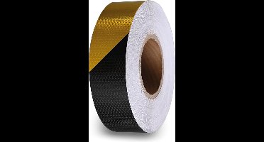 Perel Reflecterende tape 5 cm x 5 m, met honingraatpatroon voor extra zichtbaarheid, zwart/geel
