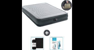 Intex Luchtbed - 2-Persoons - 152 x 203 x 33 cm - Grijs - Inclusief pomp - Hoeslaken en Reparatieset