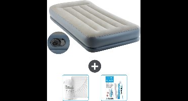Intex Luchtbed - 1-Persoons - 99 x 191x 30 cm - Grijs - Inclusief pomp - Hoeslaken en Reparatieset