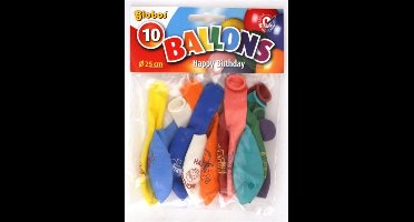 Ballonnen Hartelijk Gefeliciteerd - 10st - bonte kleuren - biologisch afbreekbaar