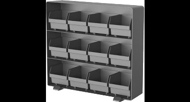 BRASQ Thee Organizer Zwart TB200 - Theedoos 12 vaks - keukenorganizer - Theedoos - Theezakjeshouder - Ruimtebesparend Opbergsysteem