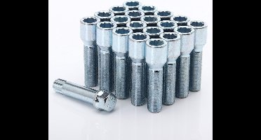 Conische wielbouten 50mm - Zilver - M14x1.25 / M14x1,25 - Set van 10 bouten + sleutel - Ster/Inbus