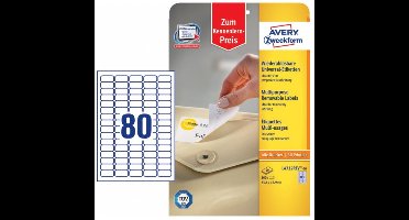 Avery-Zweckform L4732REV-10 Universele etiketten 35.6 x 16.9 mm Papier Wit 800 stuk(s) Weer verwijderbaar Inkjet, Laser