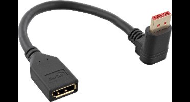 Premium DisplayPort adapter met DP_PWR - 90° haaks naar beneden - versie 1.4 (5K/8K 60Hz) / zwart - 0,15 meter