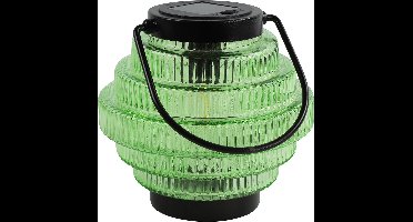Countryfield Tuin lantaarn Jardin - solar - groen/zwart - D16 x H16 cm - metaal/glas - buitenverlichting