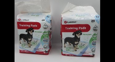 2 X Famingo zindelijkheidsdoeken 20 st 45 x 35 cm smal met attractant (lokmiddel) 5 lagen, antilekbodem, sealed boorden, quick dry 30 seconden, zeer goed absorberend