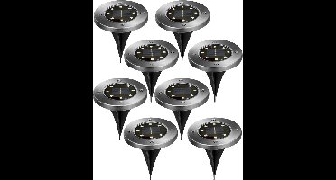 Cepewa Buiten prik spot - 8x - solar verlichting - tuinpad/plant verlichting - LED - 12 cm - tuin verlichting