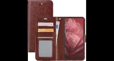 Hoesje - Met Pasjeshouder - Geschikt voor Google Pixel 8a - Luxe Bookcase Portemonee - Flip Case - Kunstleer Book Case - Flipcase - Book Cover - Walletcase - Portemonneehoes - Bruin