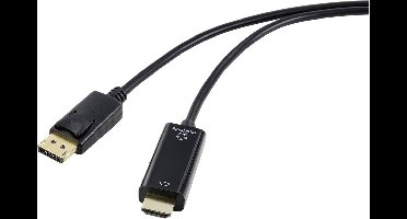 Renkforce DisplayPort / HDMI Adapterkabel DisplayPort-stekker, HDMI-A-stekker 5.00 m Zwart RF-5179192 DisplayPort-kabel