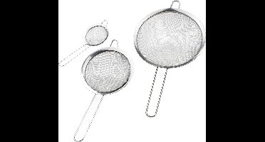 Keukenzeven - 3x stuks - RVS - met handvat - dia 8/14/20 cm - vergieten