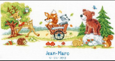 borduurpakket 44.902 in het bos, bosrit, geboorte