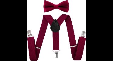 New Age Devi - Kinder Bretel met Vlinderstrik - Dandy Vlinderstrik - Feestelijke Kinderoutfit - Stoere Bretel met Strik in Rood