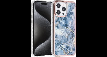 TPU Back Cover hoesje - Marble Grijs - Geschikt voor: iPhone 15 Pro Max