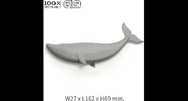 Qualy - Grijs vinvis magneet "Blue Whale Magnet” W27 x L192 x H69mm Koelkastmagneet | Whiteboard Magneet | Magnet - Magneten