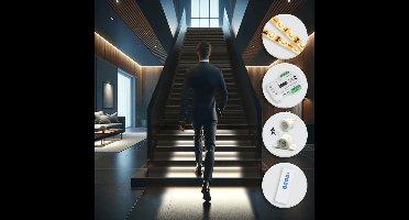 Dynamische trapverlichting set Basic 130 cm voor max. 16 treden - 12 programma's - Instelbare snelheid en lichtsterkte - Helder wit licht