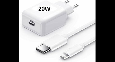Fonetex 20W Adapter - Snellader - Inclusief Kabel USB-C to 8 Pin - Geschikt Voor Apple Iphone - Wit