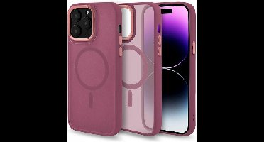 Magmat Hoesje Geschikt voor Apple iPhone 15 - Wine Rood - Matte Armor Back Cover - Geschikt voor MagSafe