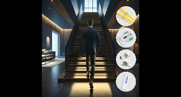 Dynamische trapverlichting set Premium 50 cm met profiel voor max. 16 treden - 12 programma's - Instelbare snelheid en lichtsterkte - Warm wit licht