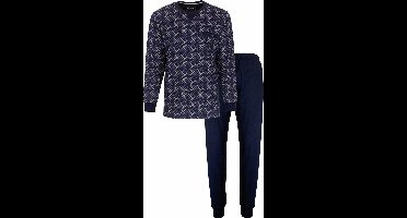 MEQ Heren Pyjama - Geprint Dessin - Katoen - Donker Blauw - Maat M